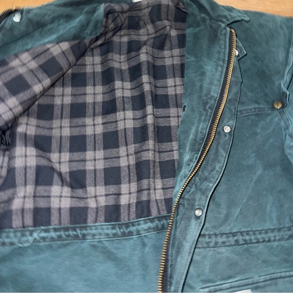 VTG Carhartt Jacket Barn Coat Men Blanket Lined CW043 Green Cape L 90s Detroit - Picture 7 of 10